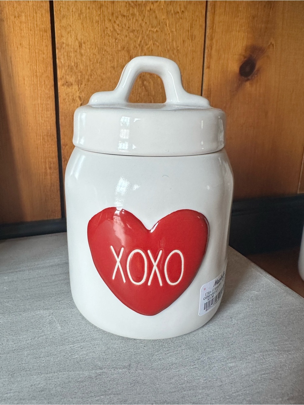 Rae Dunn Ceramic XOXO Heart Canister - White with Red Heart